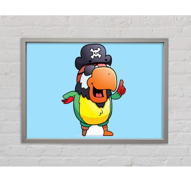 Piratenpapagei Augenklappe - Einzelner Bilderrahmen Kunstdrucke auf Leinwand Roomie Kidz Größe: 84,1 cm H x 118,9 cm B x 3,3 cm T, Farbe: Hellblau on Productcaster.