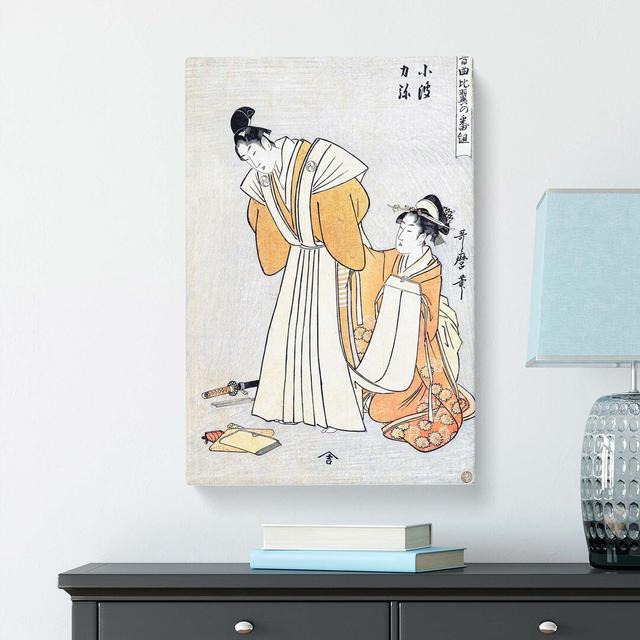 Rikiya And Konami by Kitagawa Utamaro - Wrapped Canvas Print East Urban Home Size: 50cm H x 35cm W x 3cm D on Productcaster.