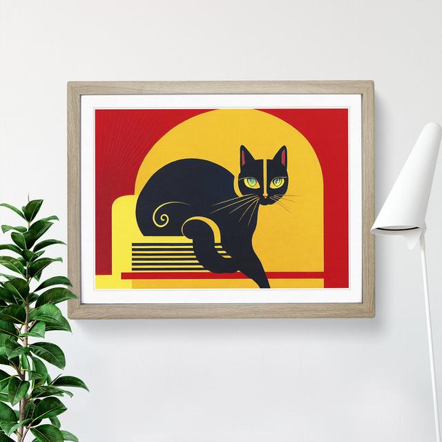 Cat Deco Vol.2 Abstract - Single Picture Frame Painting 17 Stories Frame Colour: Oak Framed, Size: 46cm H x 64cm W x 2cm D on Productcaster.