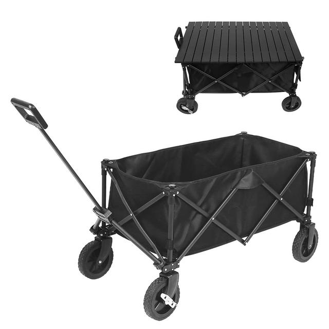 Luch 2-in-1 Tailgating Cart/Table, Aluminium Top, Black - 50x107x105 cm on Productcaster.