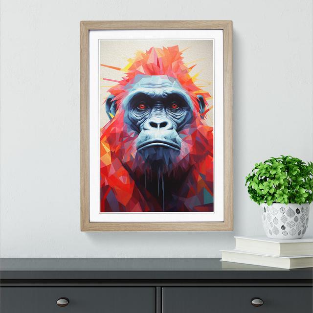 Gorilla Geometric No.2 - Single Picture Frame Art Prints on Wood World Menagerie Size: 34cm H x 25cm W x 2cm D, Frame Colour: Oak on Productcaster.