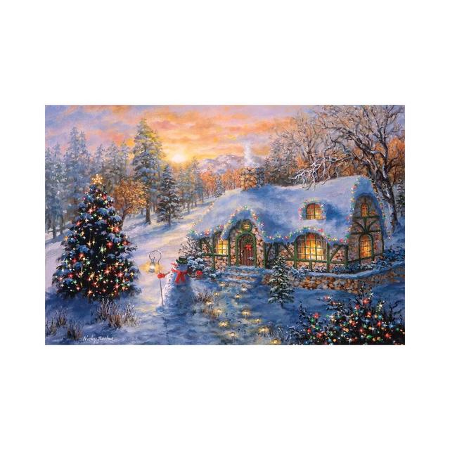 Christmas Cottage I by Nicky Boehme - Painting Print on Canvas Lark Manor Frame Option: No Frame, Size: 20.32cm H x 30.48cm W x 1.91cm D on Productcaster.