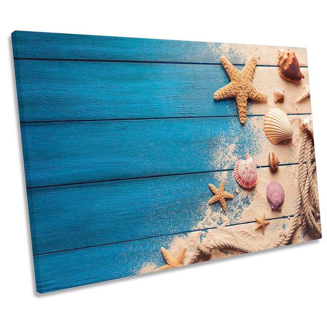 Seaside Beach Sand Print CANVAS WALL ART Picture Blue Highland Dunes Size: 61cm H x 91.4cm W x 4cm D on Productcaster.