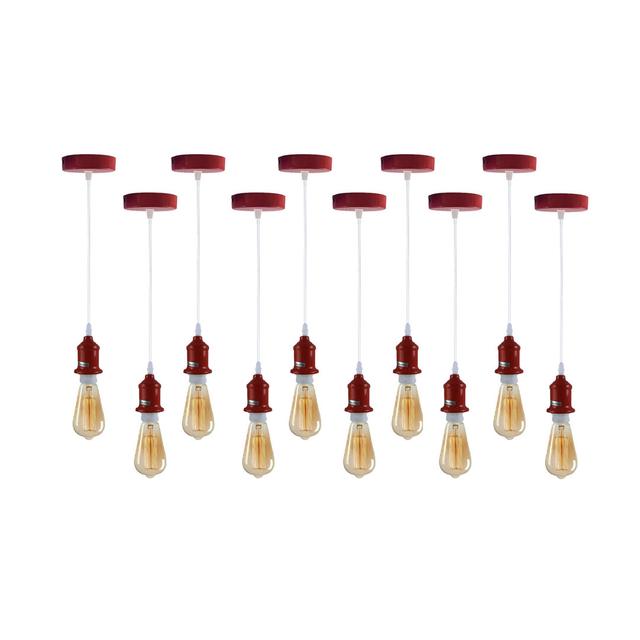 10 Pack Industrial Pendant Light Fitting, Lampshade Addable E27 Lamp Holder For Ceiling Hanging Light, E27 UK Holder Fitting Set With PVC Cable (Set o on Productcaster.