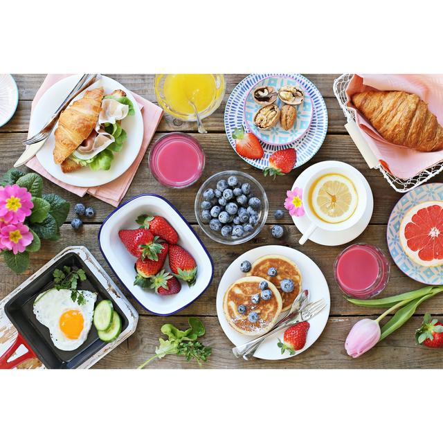 Breakfast Table by Los_angela - Wrapped Canvas Print Ebern Designs Size: 30cm H x 46cm W x 3.8cm D on Productcaster.