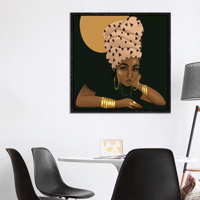 LaShonda And The Headwrap by Zola Arts - Print on Canvas World Menagerie Size: 93.98cm H x 93.98cm W x 3.81cm D, Format: Black Framed on Productcaster.