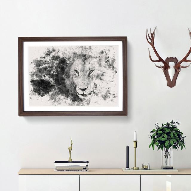 Portrait of a Lion - Picture Frame Graphic Art Print East Urban Home Size: 33cm H x 45cm W x 2cm D, Frame Option: Walnut Framed on Productcaster.