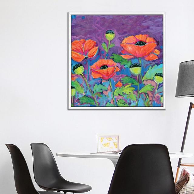 Floral V by Teresa Kogut - Painting Print on Canvas Ebern Designs Size: 93.98cm H x 93.98cm W x 3.81cm D, Format: White Framed on Productcaster.