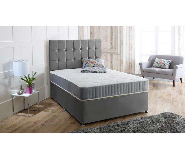 Jeanette Divan Bed & Headboard Fairmont Park Size: Single (3'), Colour: Grey on Productcaster.