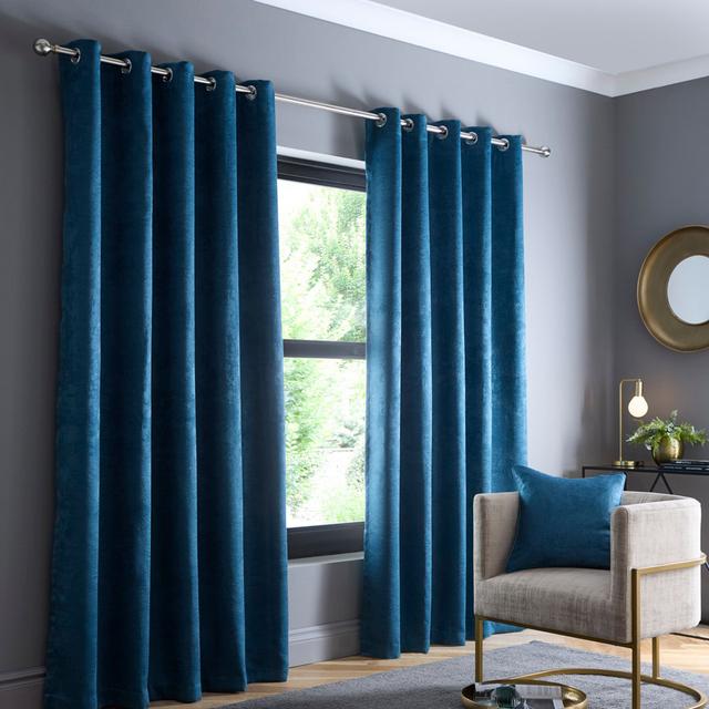 Strata Polyester Room Darkening Grommet / Eyelet Curtain Panel Fusion Panel Size: 229cm Width x 275cm Drop, Curtain Colour: Teal, Panel Side: 2 on Productcaster.