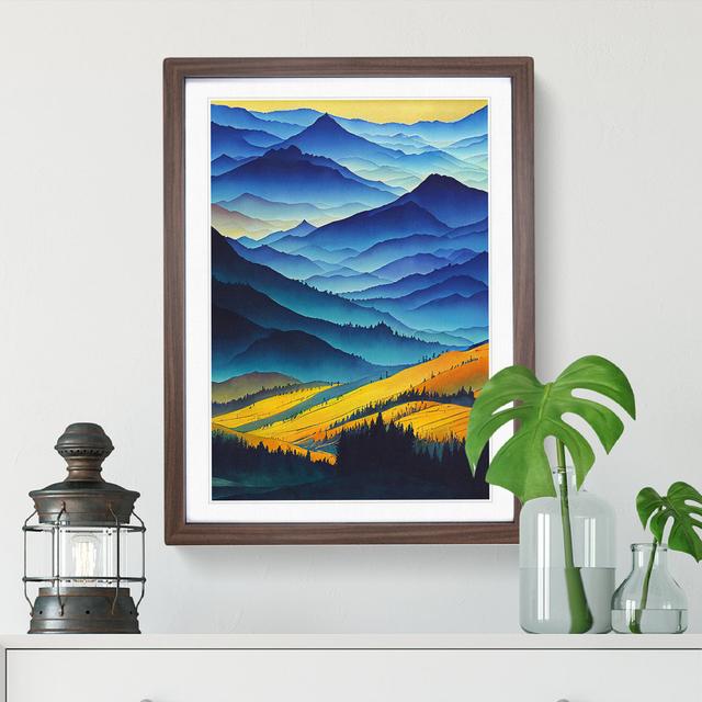 Painting of a Mountain Landscape No.6 Alpen Home Format: Walnut Framed, Size: 36cm H x 27cm W on Productcaster.