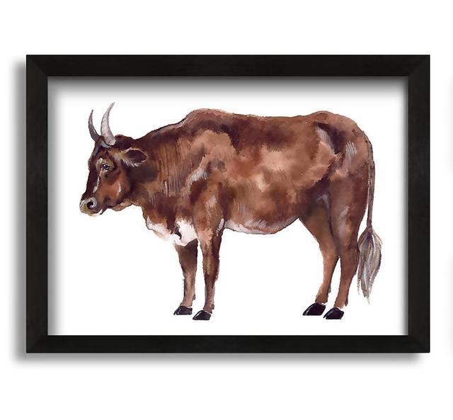 Big Brown Cow - Picture Frame Painting on Canvas August Grove Size: 21cm H x 30cm W x 10cm D on Productcaster.