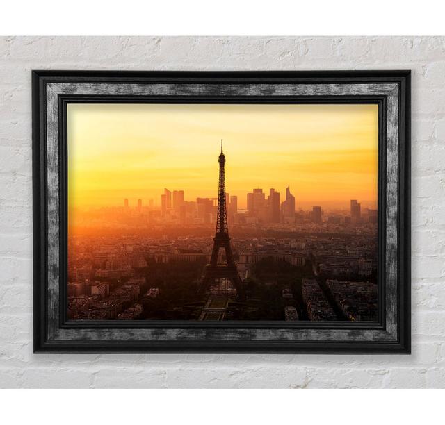 Eiffel Tower Sunset Skies - Single Picture Frame Art Prints Ebern Designs Size: 100cm H x 141.4cm W x 8cm D on Productcaster.