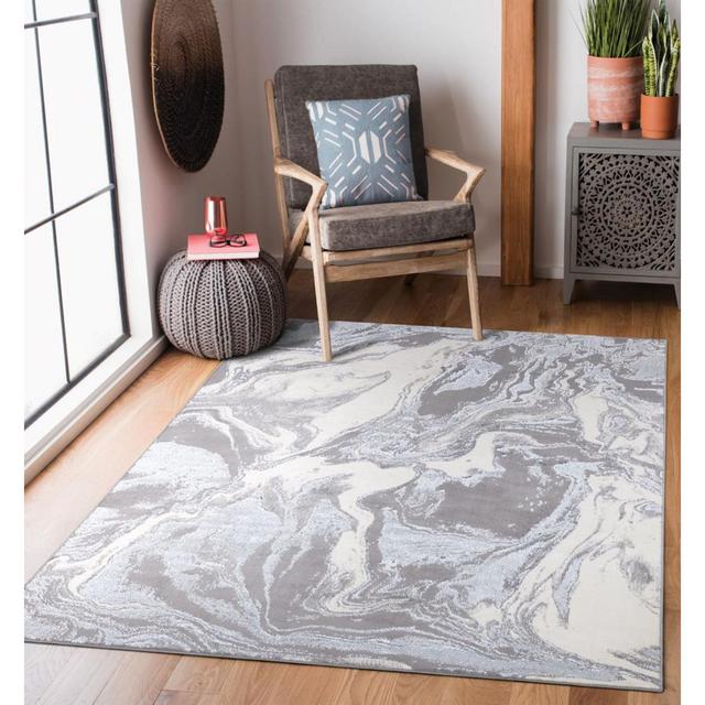 Sinderen Thick Soft Machine Woven Grey/White Rug Metro Lane on Productcaster.