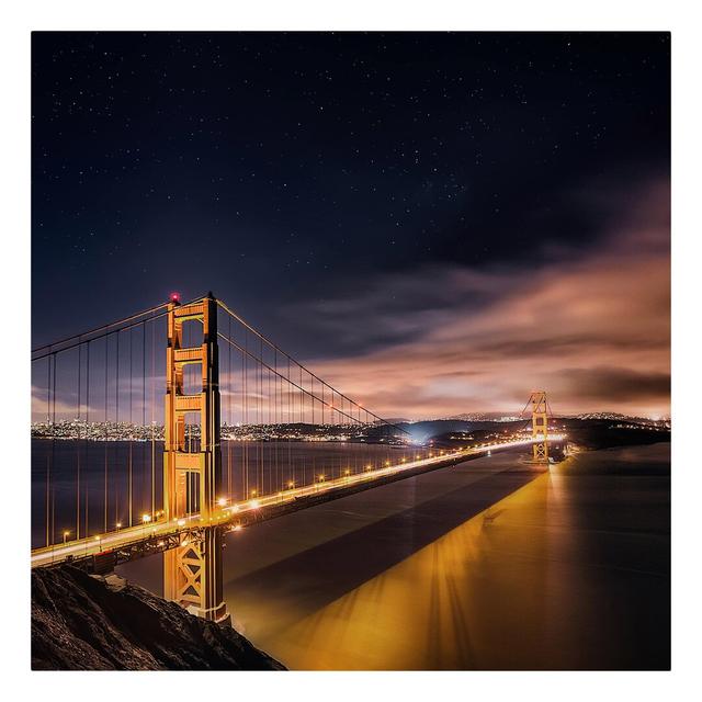 Golden Gate to Stars Graphic Art Print on Canvas East Urban Home Size: 80cm L x 80cm W on Productcaster.