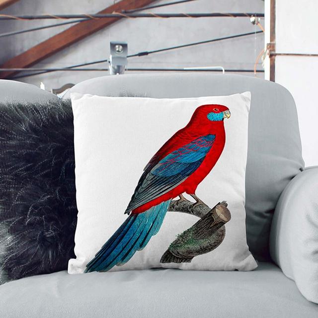 Crimson Rosella Parrot by F. Levaillant Cushion with Filling East Urban Home Size: 40cm H x 40cm W x 15cm D, Backing Colour: White on Productcaster.