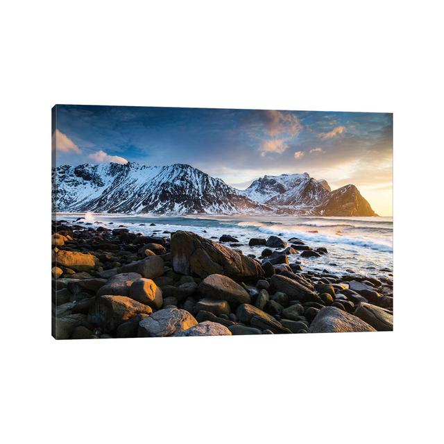 Norway, Lofoten, Unstad Beach I House of Hampton Size: 45.72cm H x 66.04cm W x 1.91cm D on Productcaster.