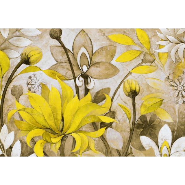 Yellow and Grey Flower Painting - Wrapped Canvas Art Prints ClassicLiving Size: 20cm H x 30cm W on Productcaster.