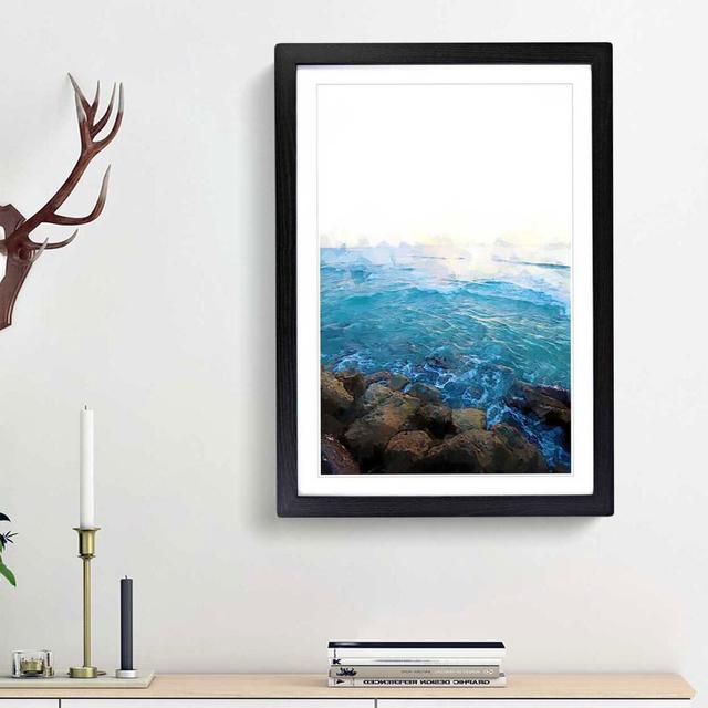 Barbados Seascape in Abstract - Picture Frame Graphic Art Print on MDF East Urban Home Size: 87cm H x 62cm W x 2cm D, Frame Option: Black Framed on Productcaster.