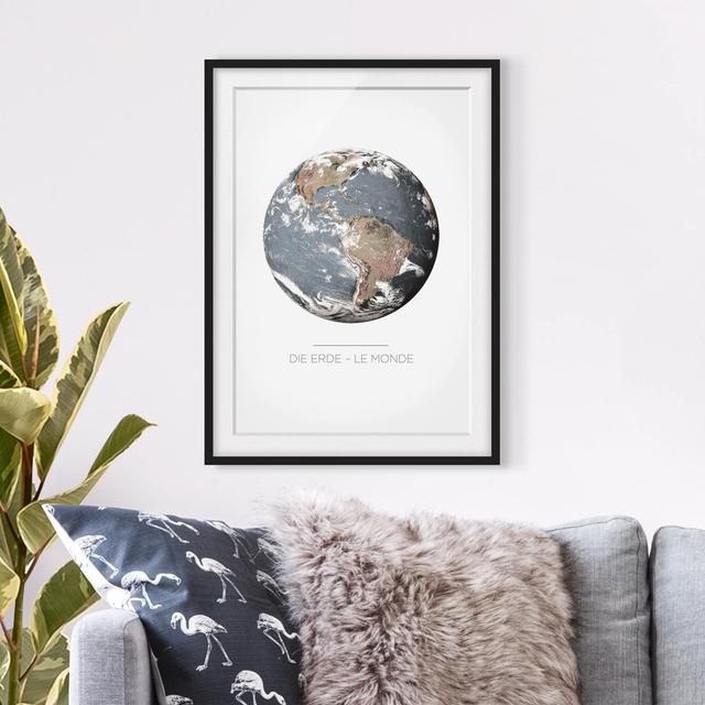 'Le Monde- The Earth' - Picture Frame Graphic Art Print on Paper East Urban Home Frame Options: Matt black, Size: 100 cm H x 70 cm W on Productcaster.