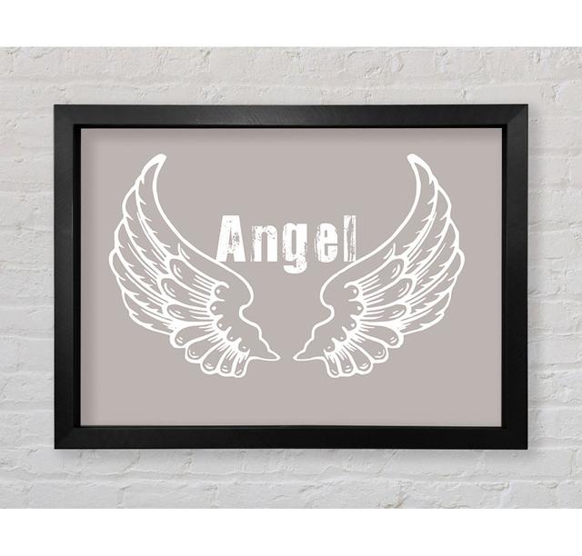 Girls Room Quote Angel Wings 2 Beige Framed Print Bright Star Size: 59.7cm H x 84.1cm W on Productcaster.