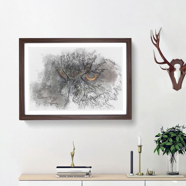 A Great Horned Owl in Abstract - Picture Frame Graphic Art Print East Urban Home Frame Option: Walnut Framed, Size: 62cm H x 87cm W x 2cm D on Productcaster.