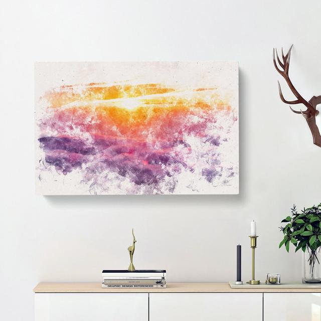 Sunrise over Bali Watercolour - Wrapped Canvas Graphic Art Print East Urban Home Size: 40cm H x 60cm W x 3cm D on Productcaster.