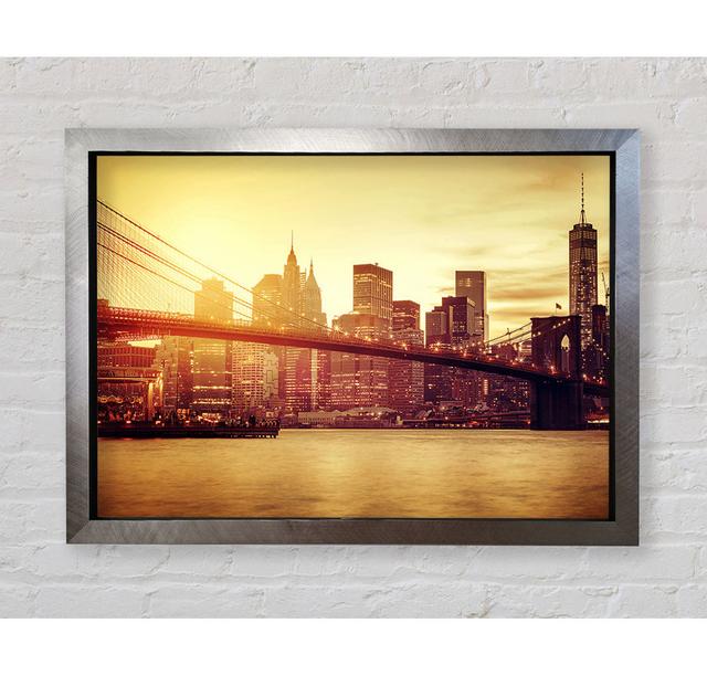 Brooklyn Bridge Splendour - Single Picture Frame Art Prints Bright Star Size: 59.7cm H x 84.1cm W x 3.4cm D on Productcaster.