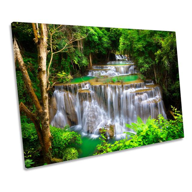 Cascading Waterfall Forest - Wrapped Canvas Art Prints Union Rustic Size: 30.5cm H x 45.7cm W on Productcaster.