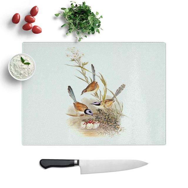 Tempered Glass Crowned Wrens Chopping Board East Urban Home Size: 28.5 cm W x 20 cm L on Productcaster.