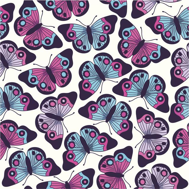 Sasakwa Seamless Pattern With Butterflies by Sntpzh - Wrapped Canvas Print Brambly Cottage Size: 30cm H x 30cm W x 3.8cm D on Productcaster.