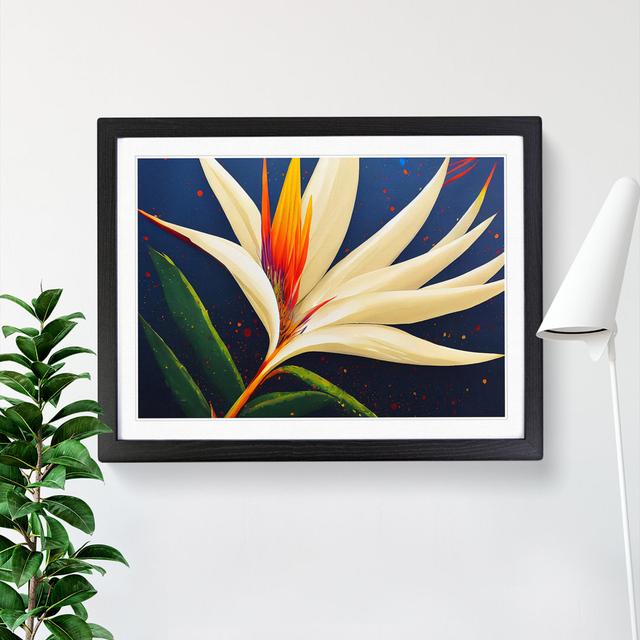 Bird Of Paradise Flower Splash - Single Picture Frame Print 17 Stories Size: 46cm H x 64cm W x 2cm D, Frame Colour: Black Framed on Productcaster.