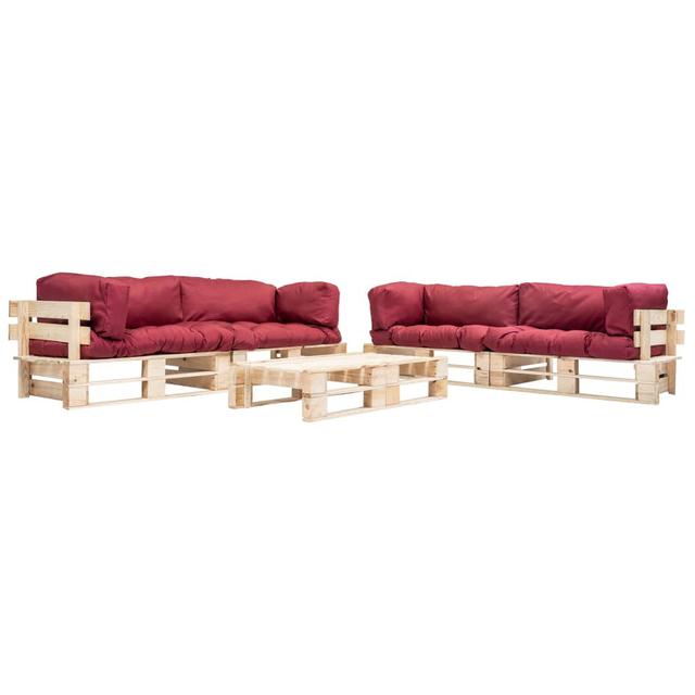 1-Sitzer Lounge-Set Luliu mit Polster ModernMoments Farbe (Rahmen): Braun, Farbe (Gewebe): Rot on Productcaster.