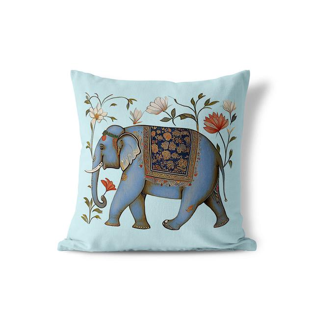 Jewel Elephant Indoor/Outdoor Floral Square Cushion With Filling AmritaSen Größe: 66 cm H x 66 cm B on Productcaster.