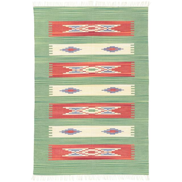 Handmade Kilim Wool Green Rug Carpetfine Rug Size: Rectangle 200 x 290cm on Productcaster.