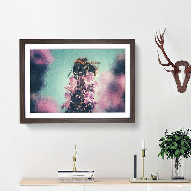 Bee on a Purple Flower - Picture Frame Painting Print on Paper East Urban Home Frame Option: Walnut Framed, Size: 45cm H x 63cm W x 2cm D on Productcaster.