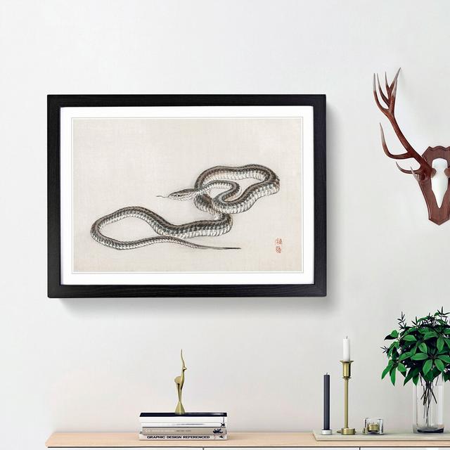 Snake by Kono Bairei - Picture Frame Painting Print East Urban Home Size: 62cm H x 87cm W x 2cm D, Frame Option: Black Framed on Productcaster.