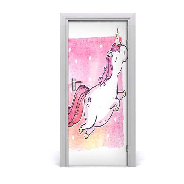 Pink Unicorn Door Sticker East Urban Home Size: 205cm H x 85cm W on Productcaster.