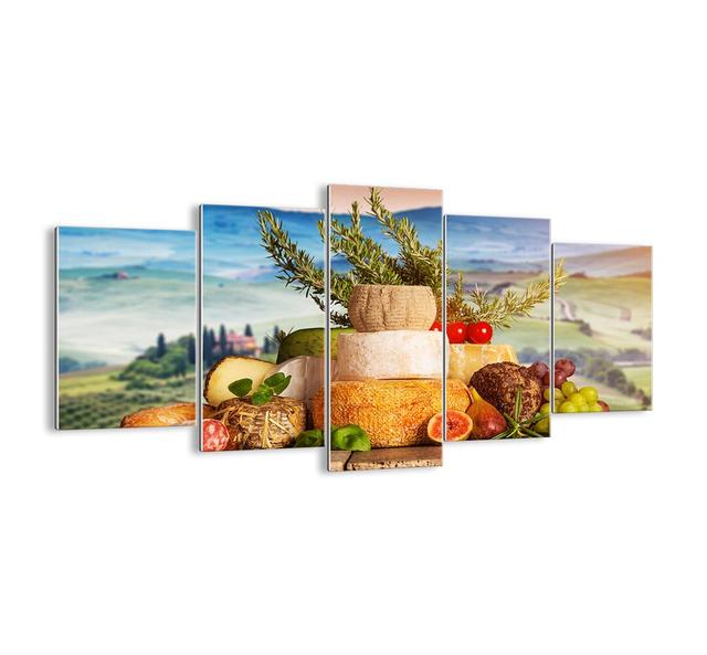 'Italian Joy of Life' - 5 Piece Photograph Print Set on Glass Brayden Studio Size: 85cm H x 160cm W x 1.8cm D on Productcaster.