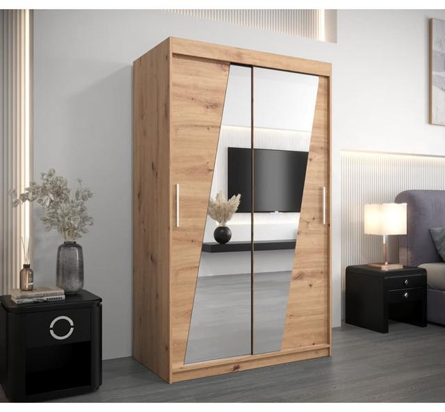 Aayesha 2 Door Manufactured Wood Wardrobe Latitude Run Finish: Artisan Oak, Size: 200 H x 120 W x 62 D cm on Productcaster.