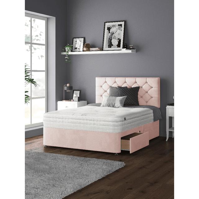 Hatmaker Divan Bed Base Mercer41 Colour: Pink, Storage Type: No Drawer, Size: Kingsize (5') on Productcaster.