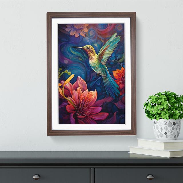 Hummingbird Symbolism - Single Picture Frame Print on Wood Big Box Art Frame Colour: Walnut Framed, Size: 64cm H x 46cm W x 2cm D on Productcaster.