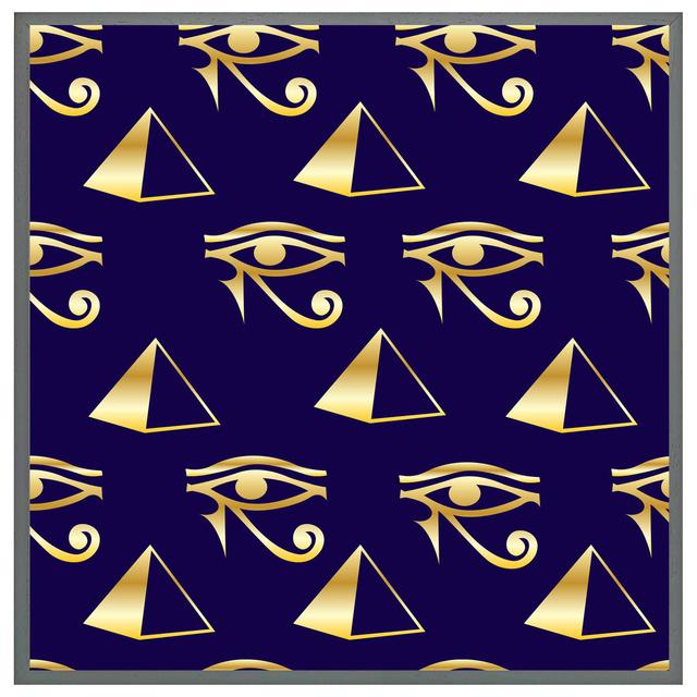 Bhuvi Gold Pyramid & Eye Of Horus - Single Picture Frame Art Prints Latitude Vive Size: 61cm H x 61cm W x 4cm D, Frame Colour: Grey Framed on Productcaster.