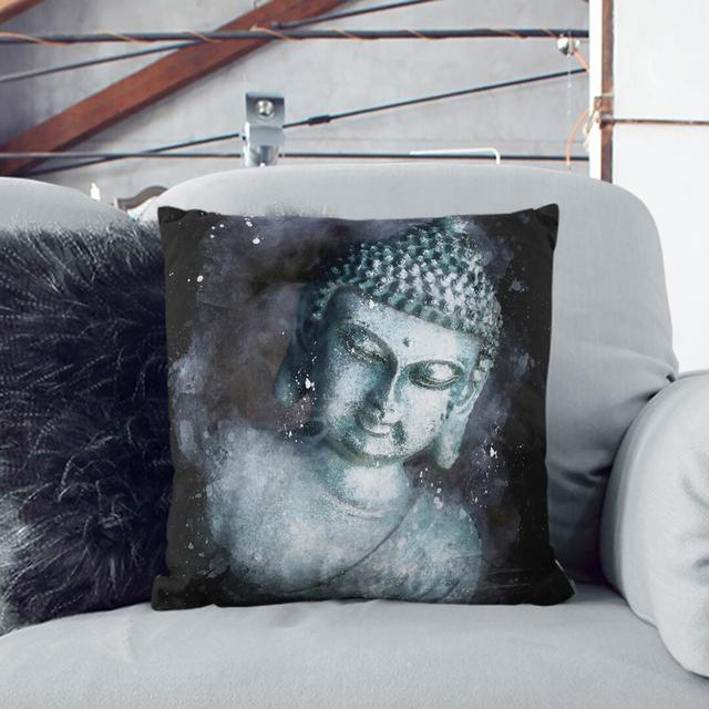 Smoke Surrounding the Buddha Paint Splash Cushion with Filling East Urban Home Size: 40cm H x 40cm W x 15cm D, Backing Colour: Stone on Productcaster.