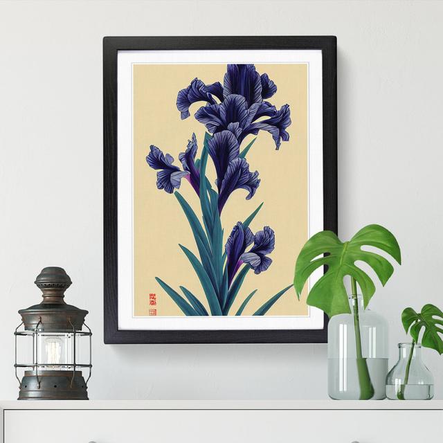 Parrella Iris Flower Japanese - Picture Frame Print Marlow Home Co. Frame Option: Oak, Size: 34cm H x 25cm W x 2cm D on Productcaster.