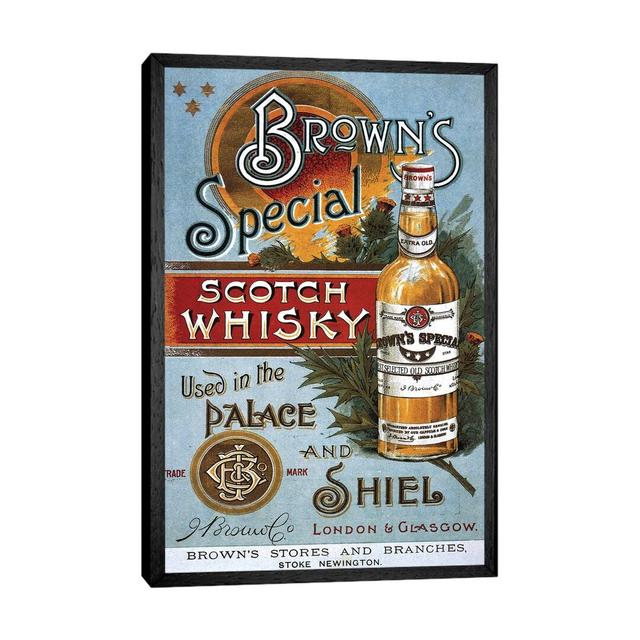 1890S Brown's Special Whisky Advert Happy Larry Size: 101.6cm H x 66.04cm W x 3.81cm D, Format: Black Framed on Productcaster.