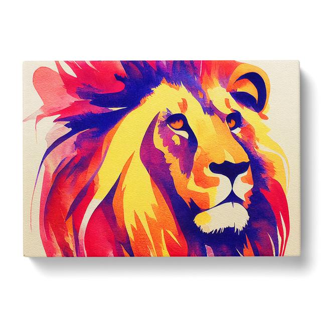 Lion in Watercolour Abstract - Wrapped Canvas Graphic Art Latitude Vive Size: 40cm H x 60cm W x 3cm D on Productcaster.