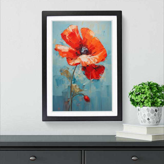 XYZ-FRM-V1223-5300 Poppy Flower Impressionism - Single Picture Frame Print on Wood Big Box Art Size: 34cm H x 25cm W x 2cm D, Frame Colour: Black on Productcaster.