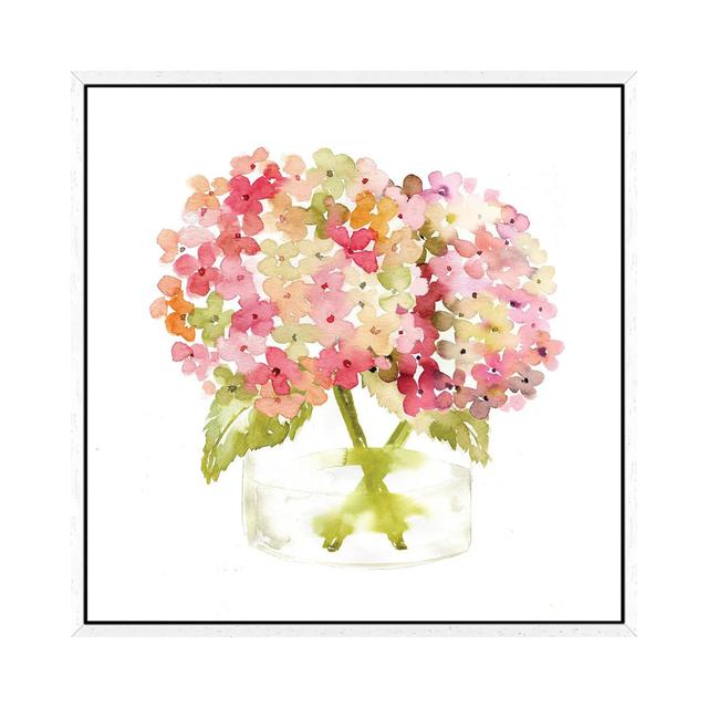 Hydrangea Pink Vase by Sara Berrenson - Gallery-Wrapped Canvas Giclée on Canvas Lark Manor Format: White Framed, Size: 93.98cm H x 93.98cm W x 3.81cm on Productcaster.