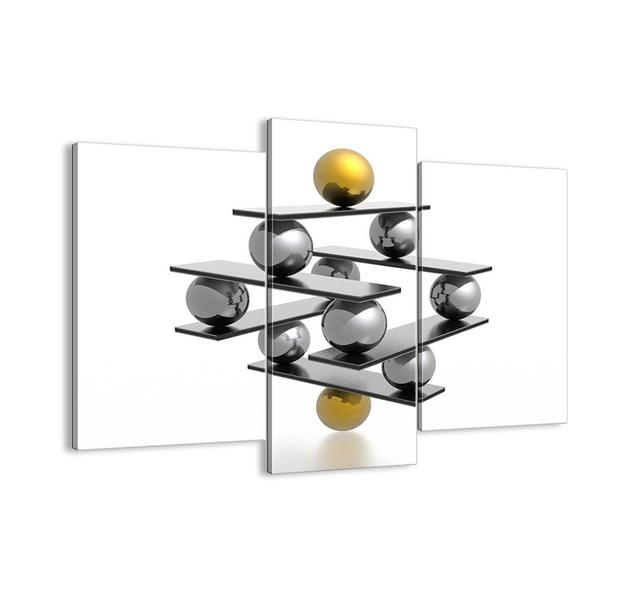 'Gold-Silver Balance' - 3 Piece Unframed Photograph Print Set on Canvas Ebern Designs Size: 100cm H x 130cm W x 1.8cm D on Productcaster.